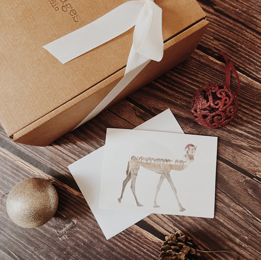 Double Exposure Camel Christmas Hat Card