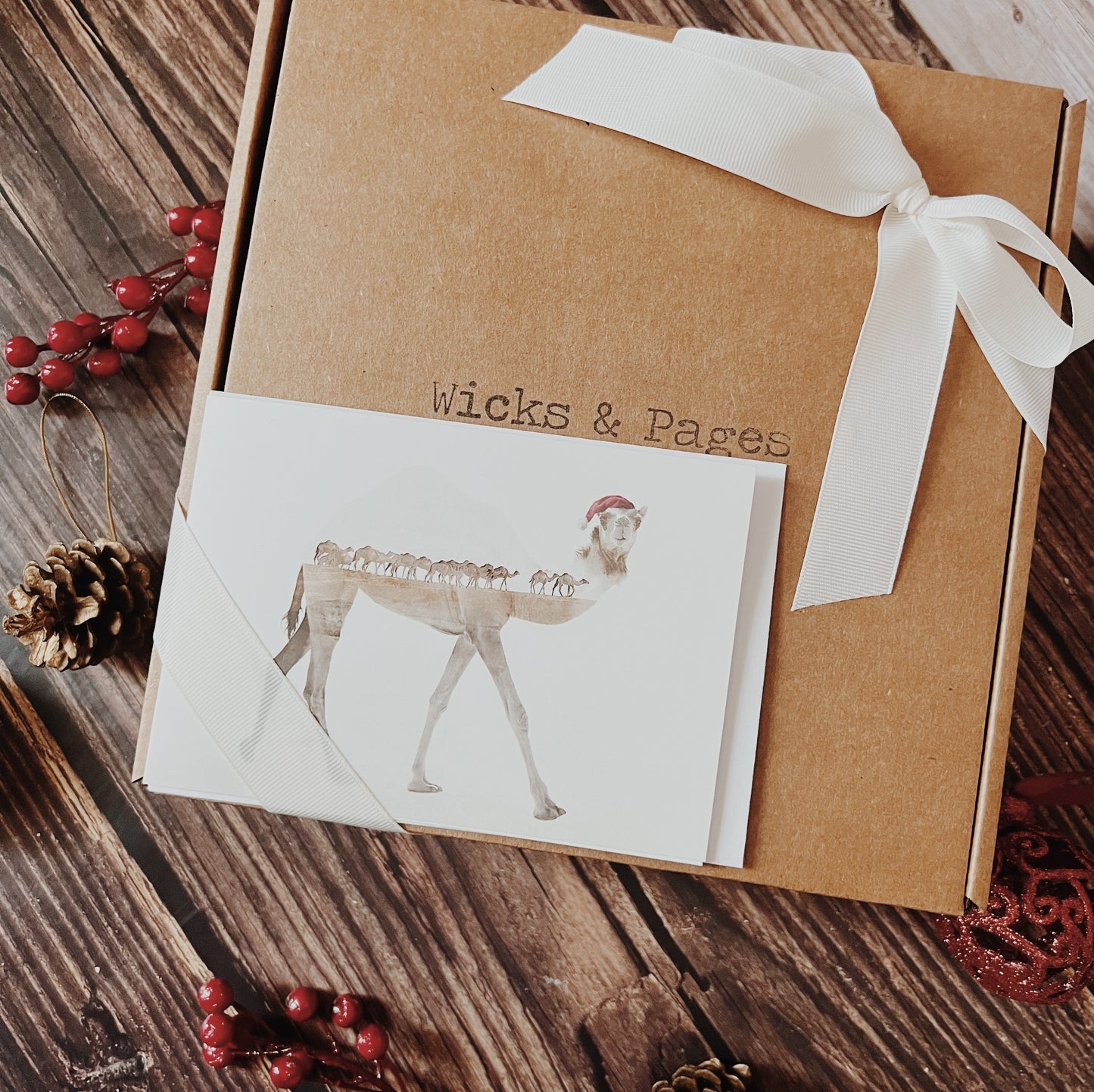 Double Exposure Camel Christmas Hat Card