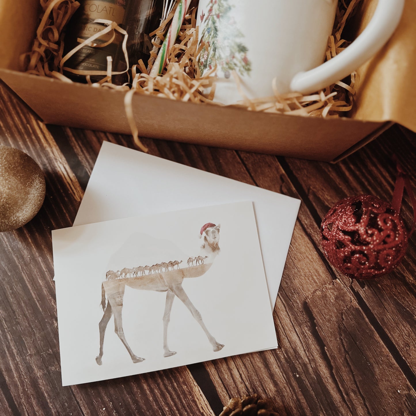 Double Exposure Camel Christmas Hat Card